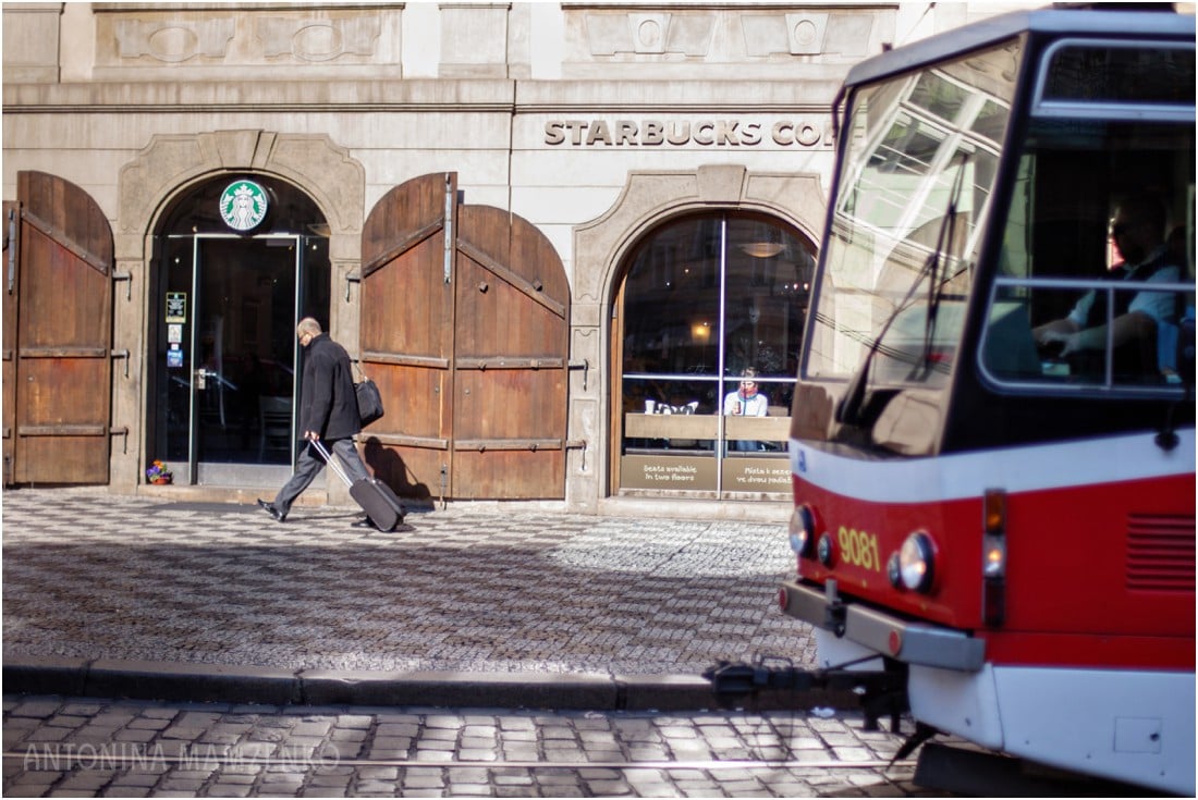 Prague Trams and Starbucks